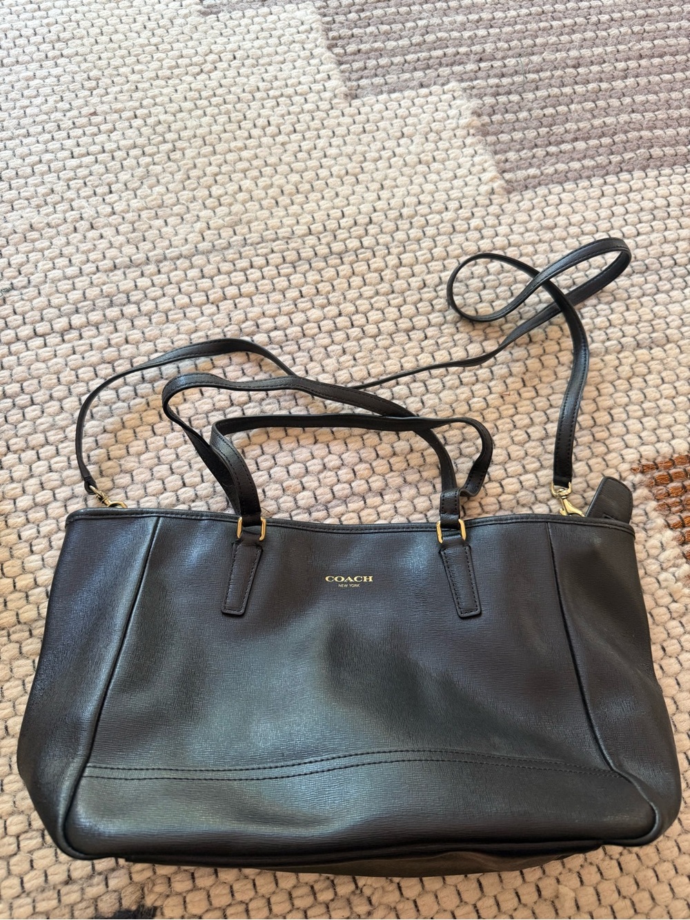 Coach Black leather City Tote handbag Bag